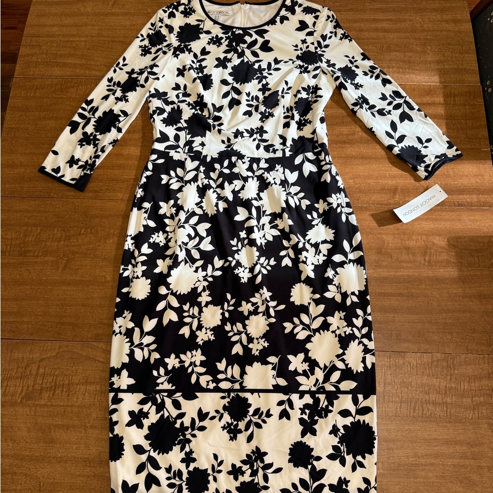 Maggy London Black and White Floral Dress
